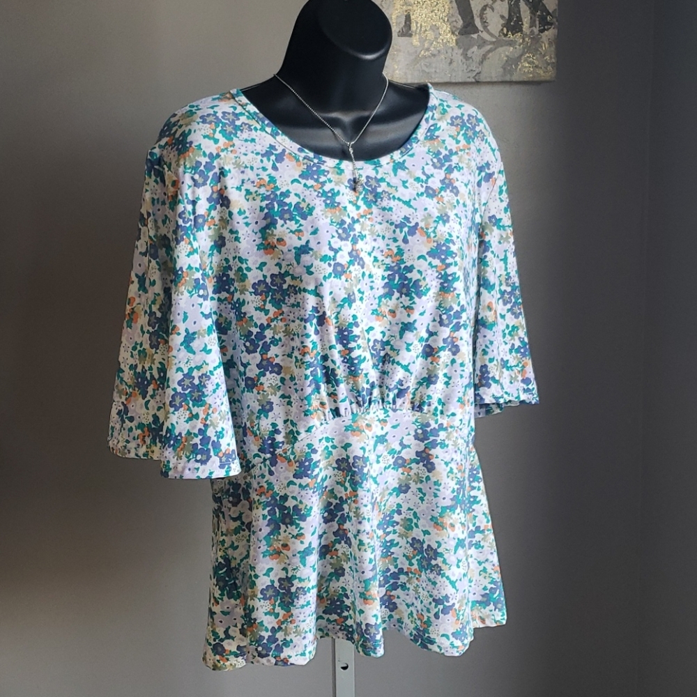 Jon & Anna Contemporary Purple & Green Floral Top